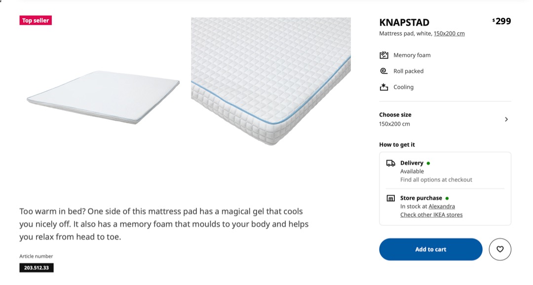 mattress topper IKEA KNAPSTAD, Furniture & Home Living, Bedding