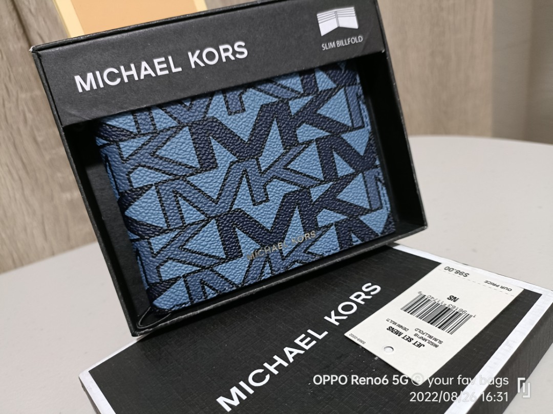 MK MICHAEL KORS JET SET MENS SLIM BIFOLD WALLET in Denim Multi color, Men's  Fashion, Watches & Accessories, Wallets & Card Holders on Carousell