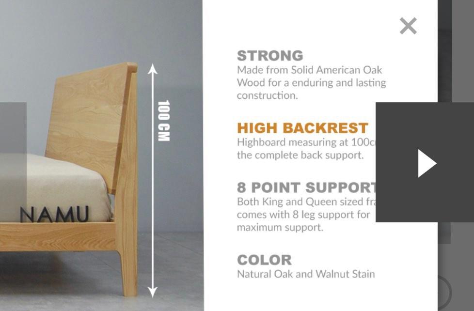 Namu Beaumont Oak Wood Bedframe, Furniture & Home Living, Furniture