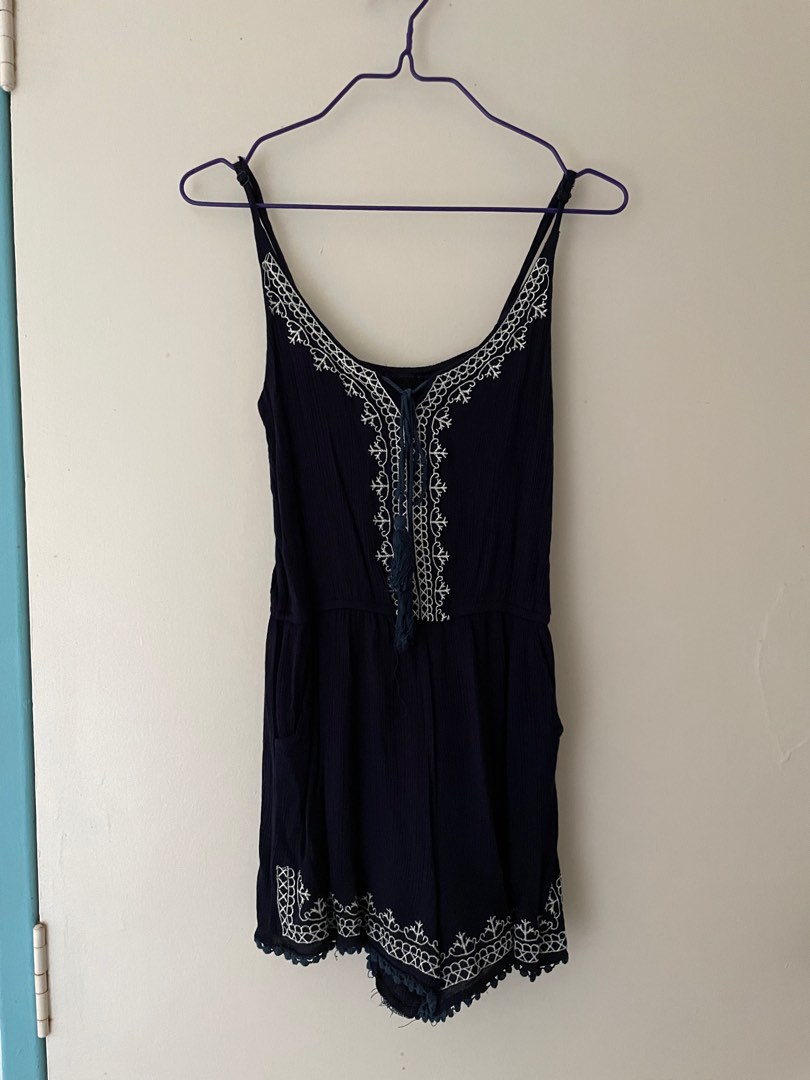 Navy blue romper, Women's Fashion, Dresses & Sets, Rompers on Carousell