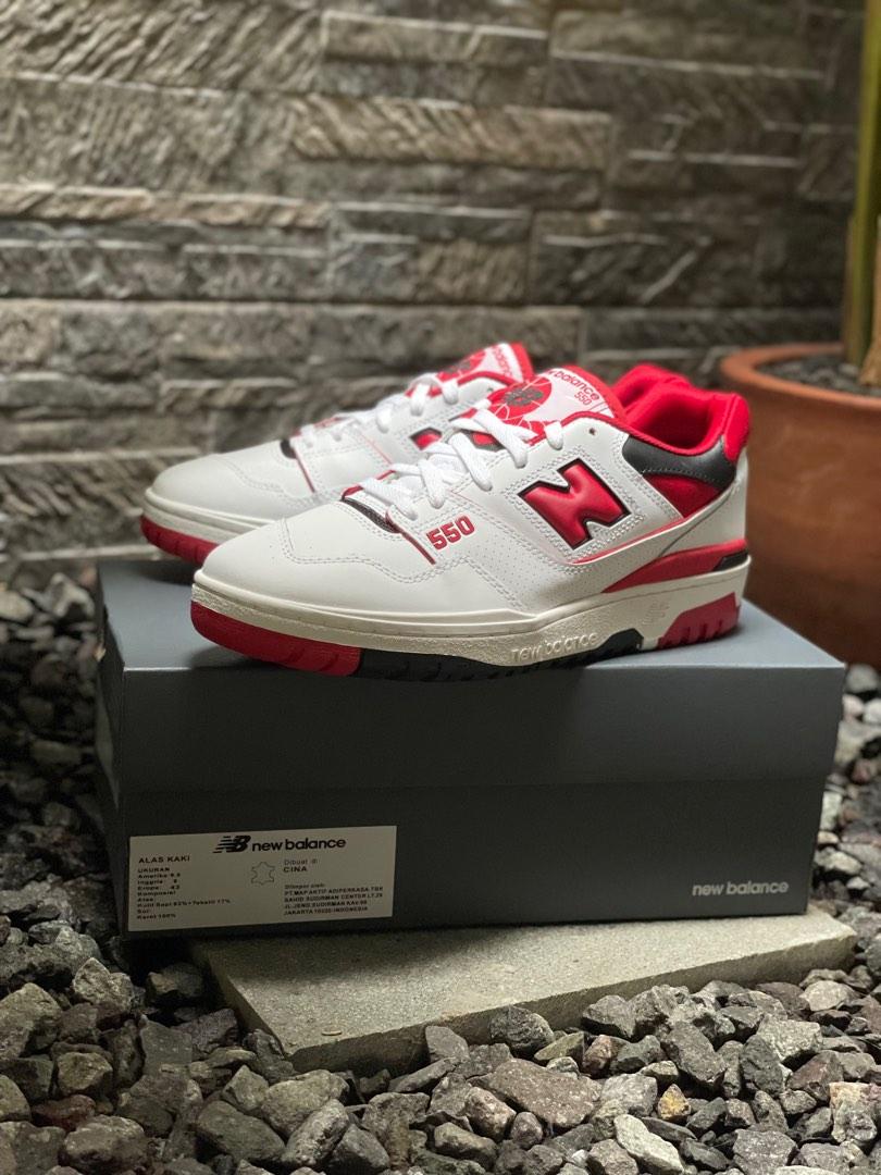 New balance 550 team red resmi, Fesyen Pria, Sepatu , Sneakers di