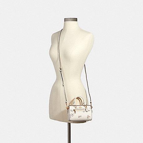 New Coach Original Crossbody Mini Rowan Dandelion Flower Boston Purse White Coated Canvas Satchel Top Handle Crossbody Sling Shoulder Bag For Women
