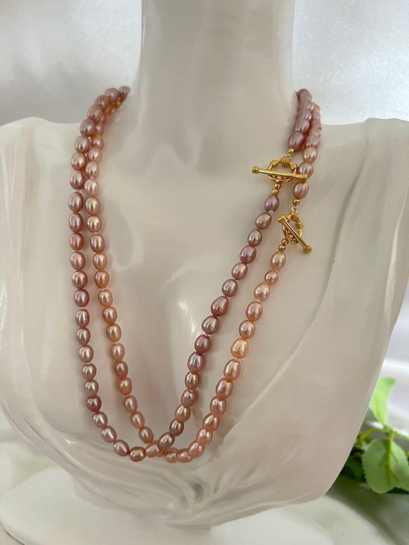 Pink Natural Genuine Edison Pearl S925 Sterling Silver Universal Pendant Natural Freshwater Rice Pearl Choker Necklace OT Clasp