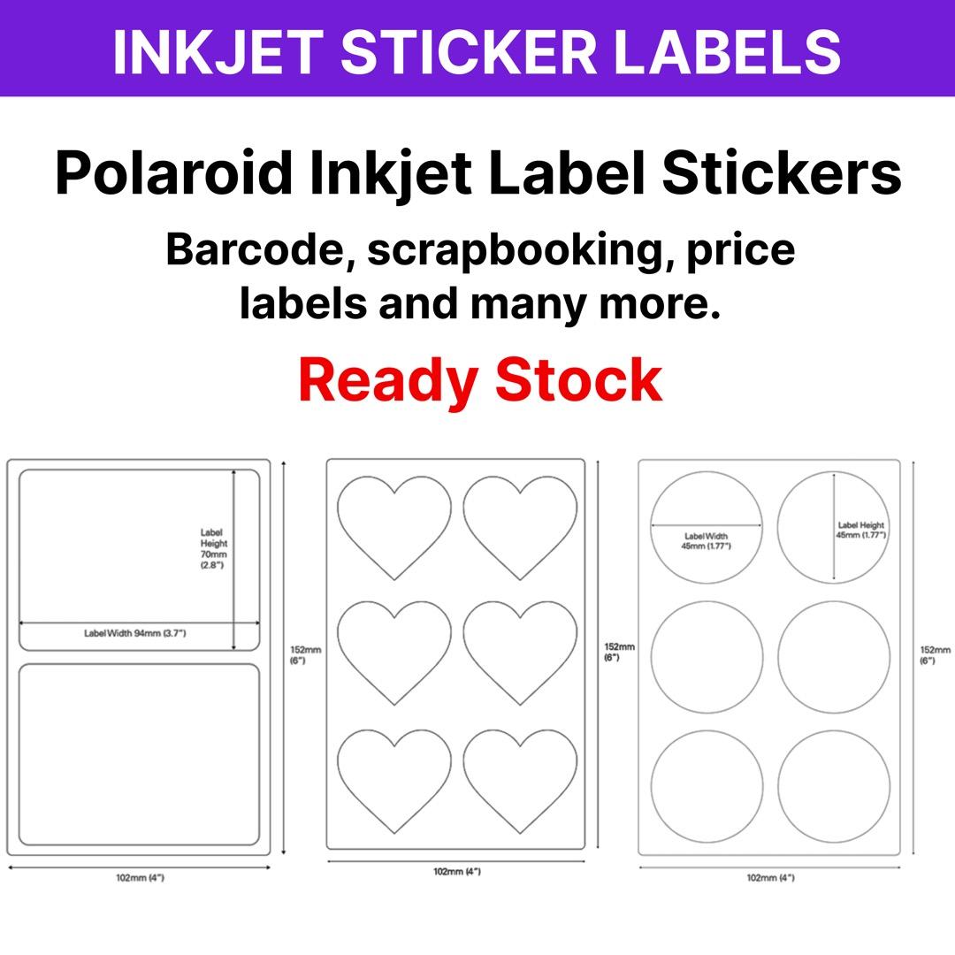 Polaroid Inkjet Label Stickers - Rectangle, Round, Star ...