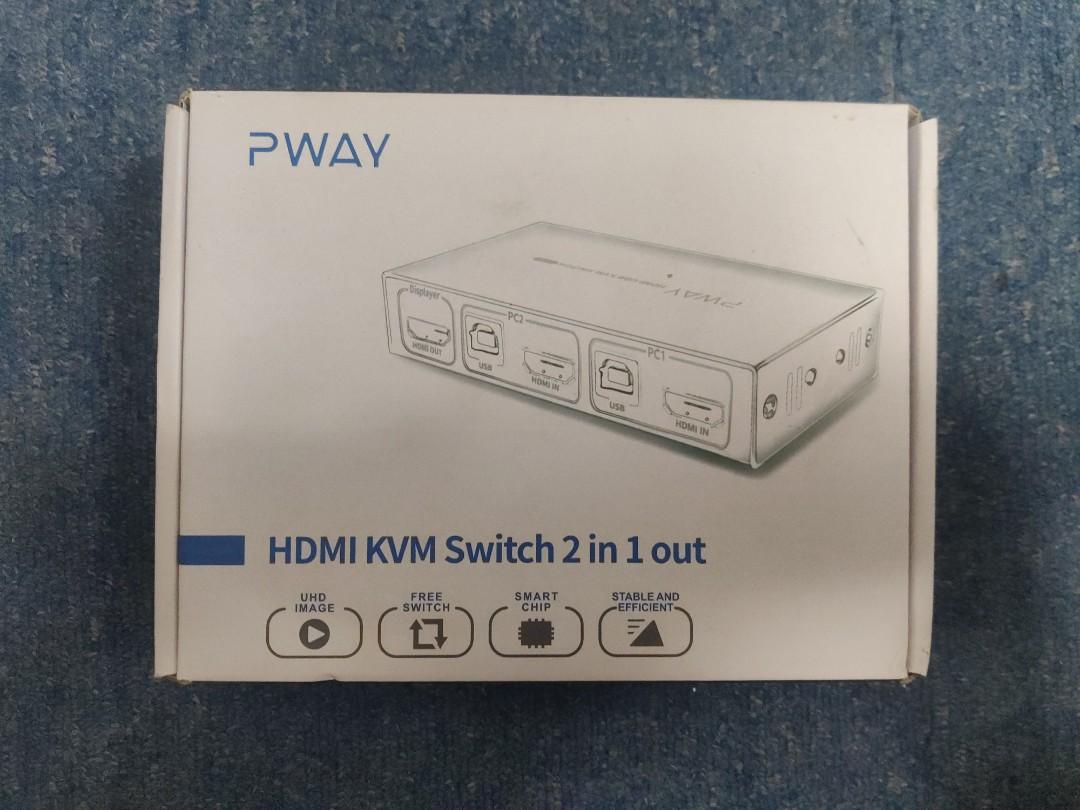 Pway hdmi kvm switch 2 in 1 out, Computers & Tech, Parts & Accessories