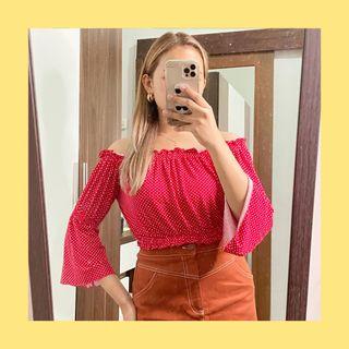 Red polkadot sabrina top cotton on