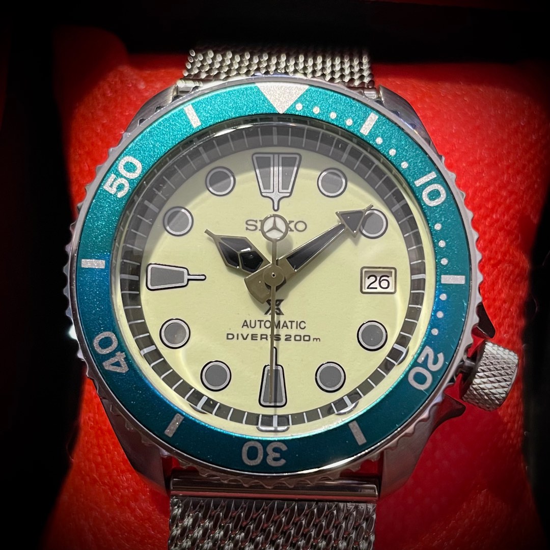 Seiko mod full Lume dial automatic watch, Luxury, Watches on Carousell