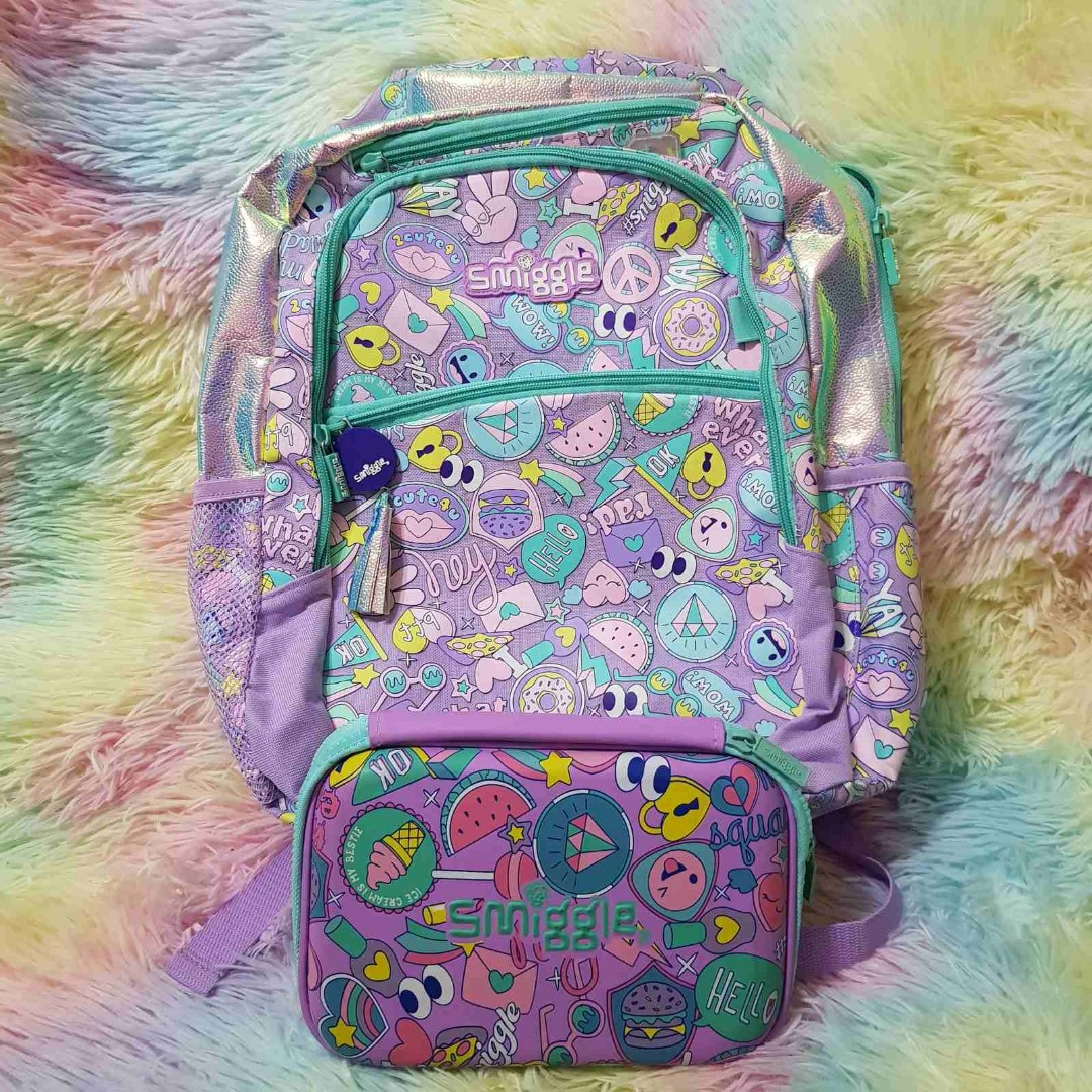Smiggle large backpack and hardtop pencil case set, Babies & Kids ...