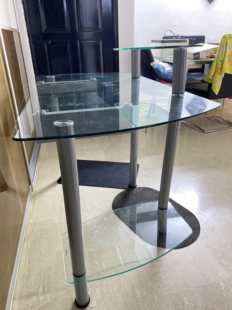 Study computer table (Category: Tables & Sets) located in Singapore. Submitted by is__me (Listing ID 1181071281, Image 2). Description: Tempered glass computer study table With 2 side and pull out keyboard table 120x66x92cm LxBXH.