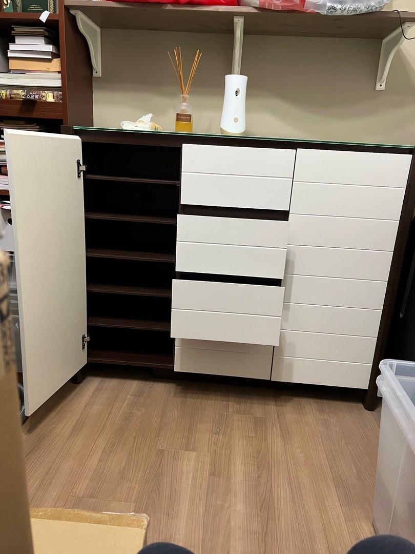 Tempered Glass Top Shoe with Drawers, Furniture & Home Living