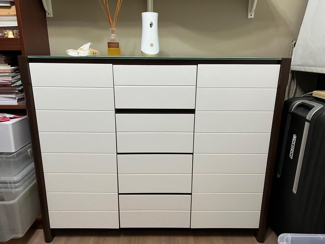 Tempered Glass Top Shoe with Drawers, Furniture & Home Living