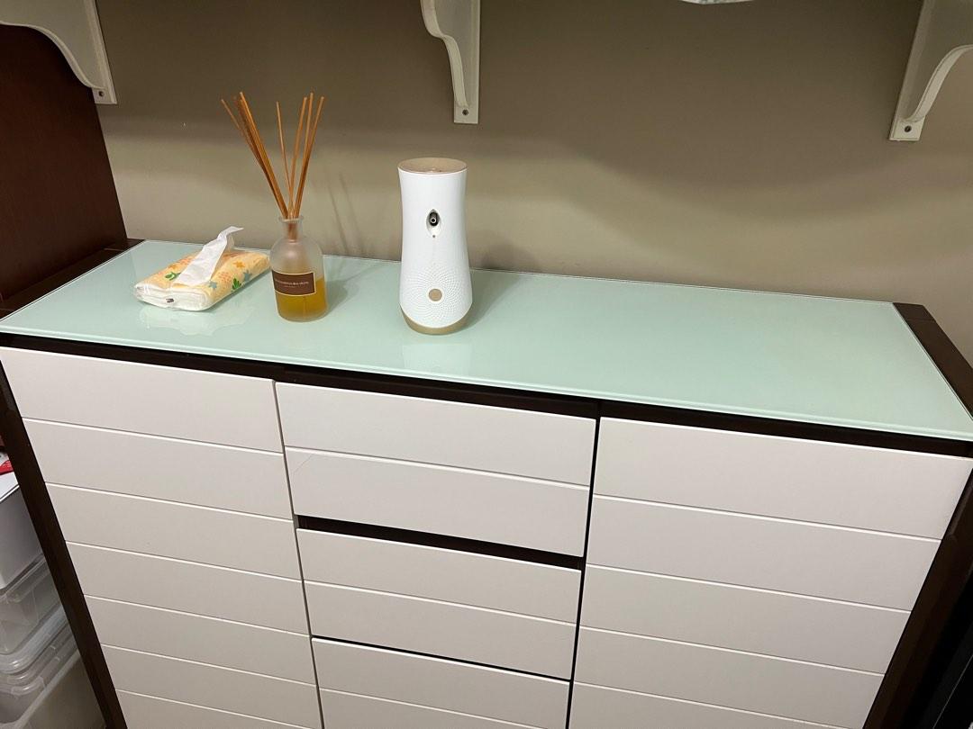 Tempered Glass Top Shoe with Drawers, Furniture & Home Living