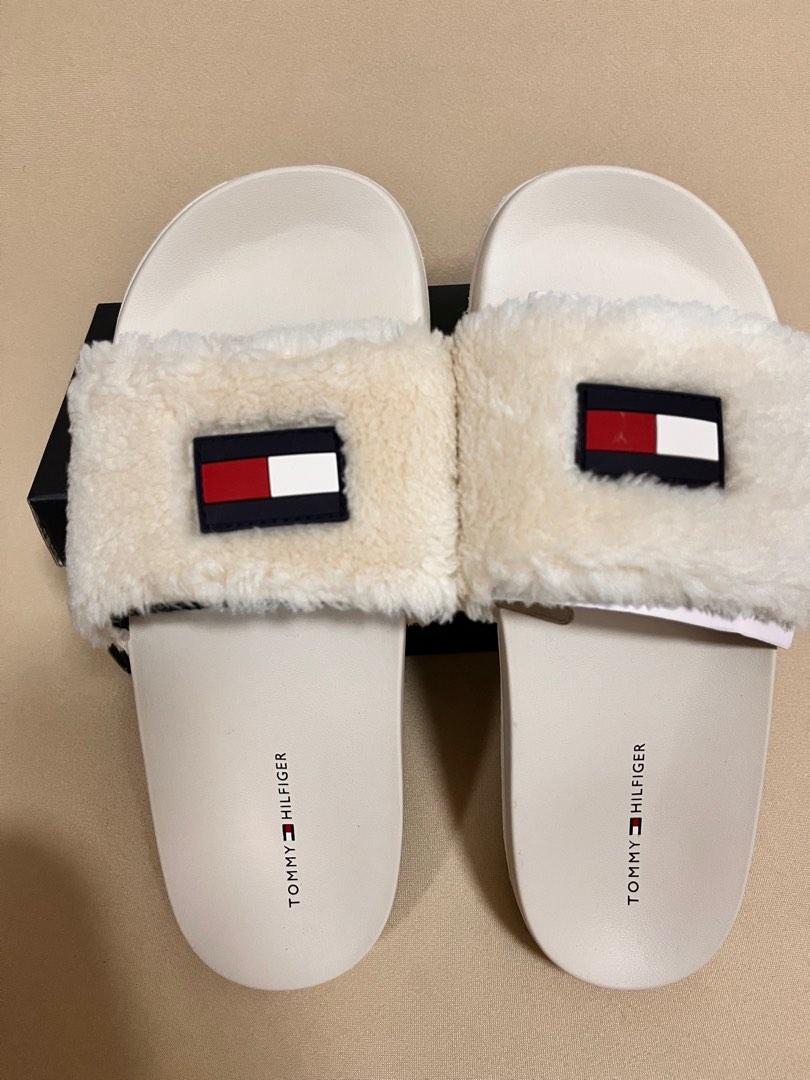 Fluffy tommy hilfiger slides cheap