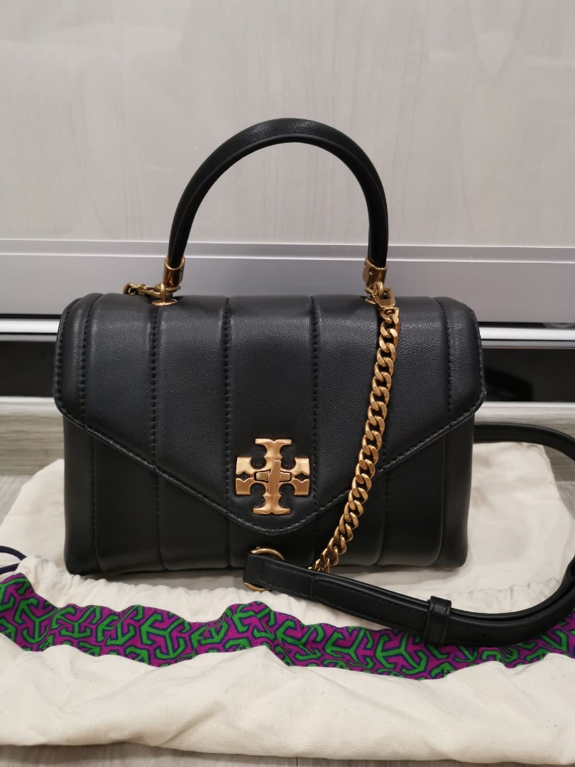 Tory Burch Kira Quilted Foldover Tote Bag in Black