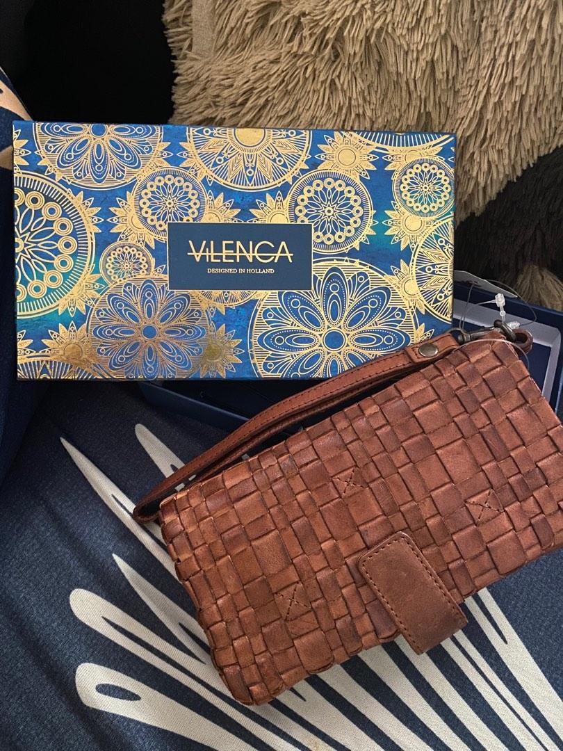 Vilenca Genuine Leather Woven Wallet Wristlet, Women's Fashion, Bags