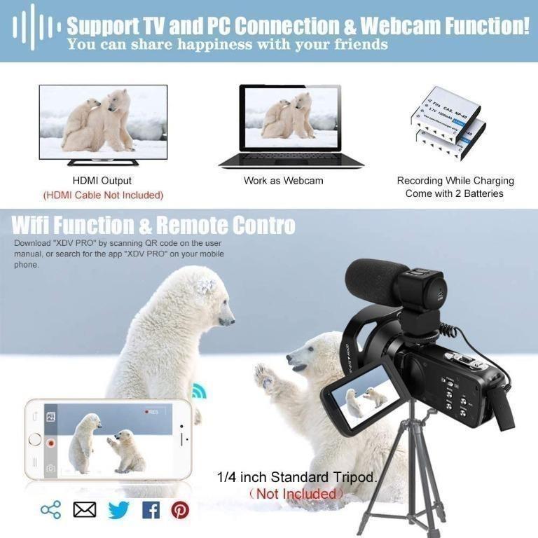 Wifi Video Camera 4K Ultra HD Camcorder 48.0MP IR Night Vision Digital Camera WiFi Vlogging