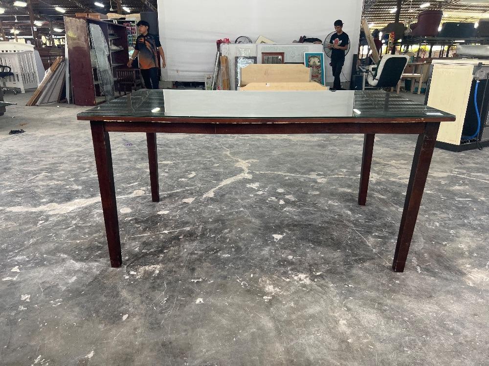 Wooden Glass Top 6 Seater Dining Table Dark Brown Colour / Meja Makan ...