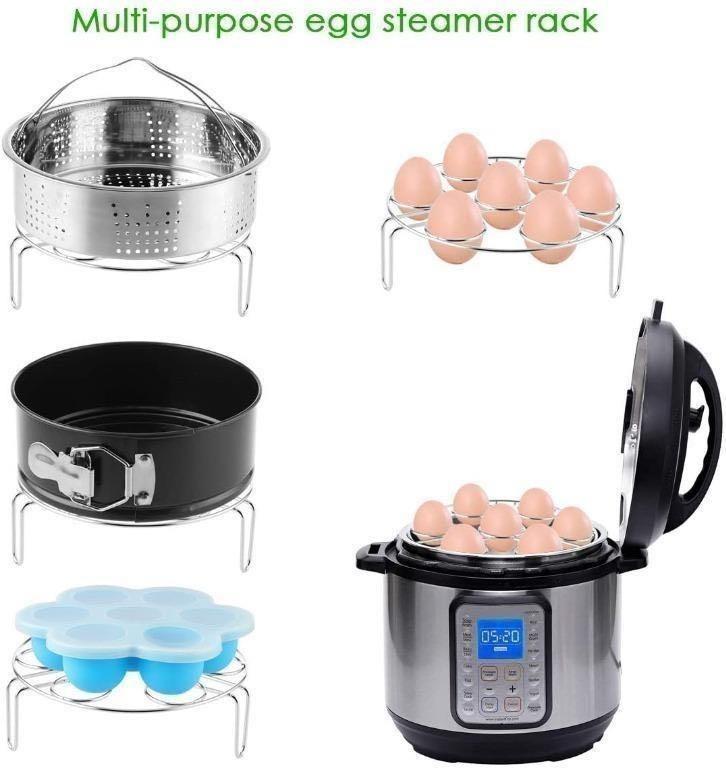 X7082 Instant Pot Air Fryer Accessories Set Compatible with 5 6 8QT L Instant Pot Pressure King with Steamer Basket Cheesecake Pan Egg Steam Trivet Silicone Mold Mitts Tong etc 9 Piece TV Home Applian...