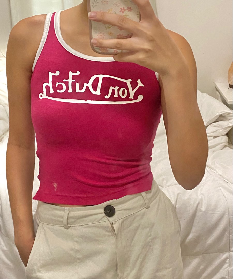 y2k plum von dutch baby tee, Women's Fashion, Tops, Sleeveless on Carousell