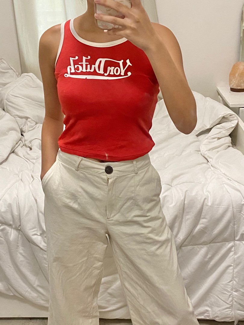 y2k red von dutch baby tee, Women's Fashion, Tops, Sleeveless on Carousell