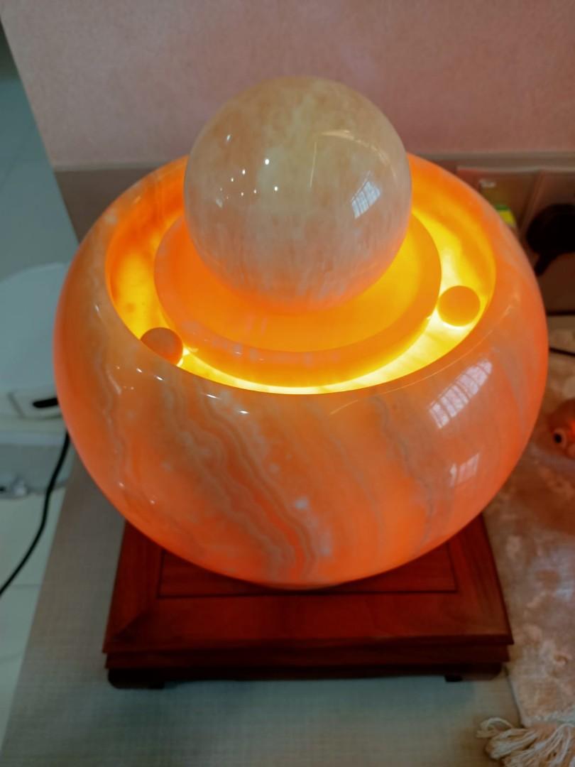 Yellow jade water fountain with wooden base for sales, Everything Else