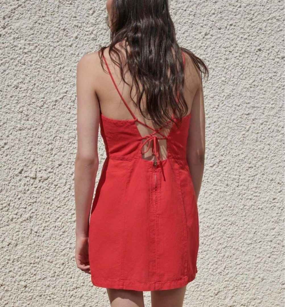Zara red linen dress