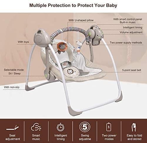 1560 VASTFAFA Soothing Portable Swing Comfort Electric Baby Rocking Chair with Intelligent Music Vibration Box