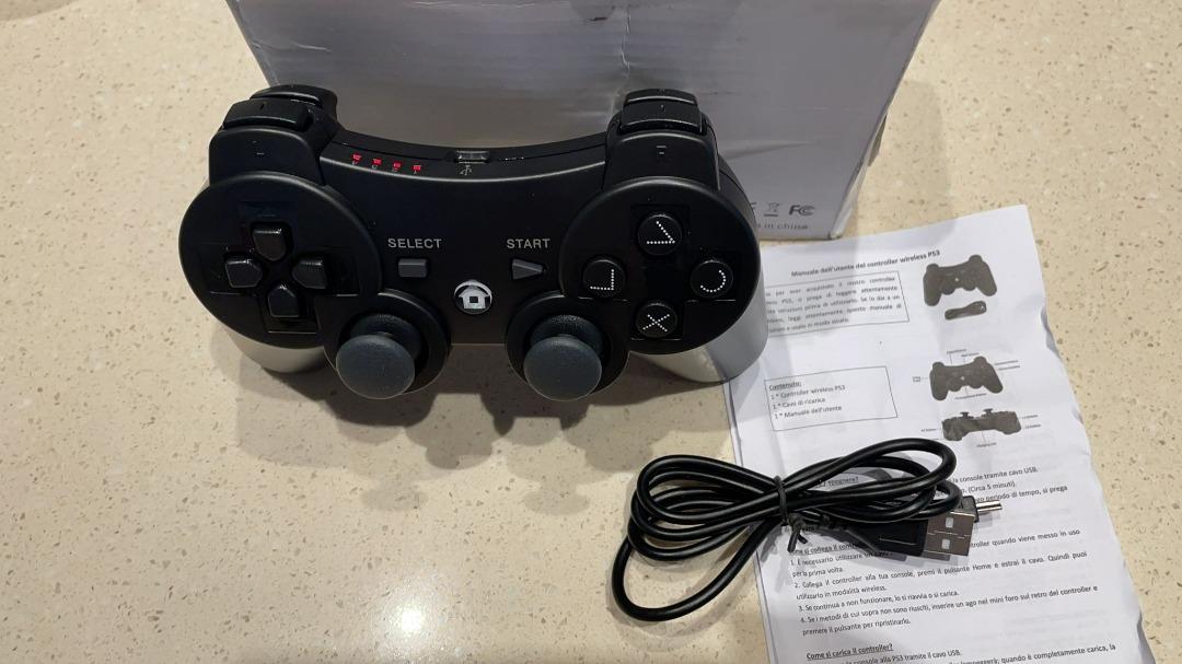 2410 JAMSWALL Controller Replacement for PS3 Controller Wireless Controller with Upgraded Joystick Compatible with Playstation 3 with Charger Cable