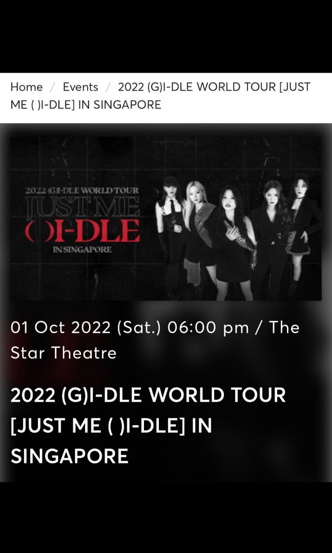 2 Official GIDLE Concert Tickets, D SECTION CAT 3 (Seats side by side