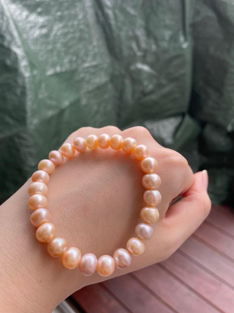 8mm Champagne Colour Pearl Bracelet