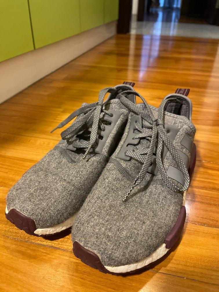Adidas NMD R1 Wool Grey Men s Fashion Footwear Sneakers on