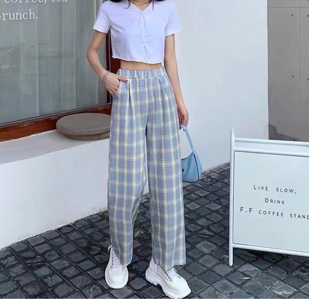 Aesthetic checkered top pants