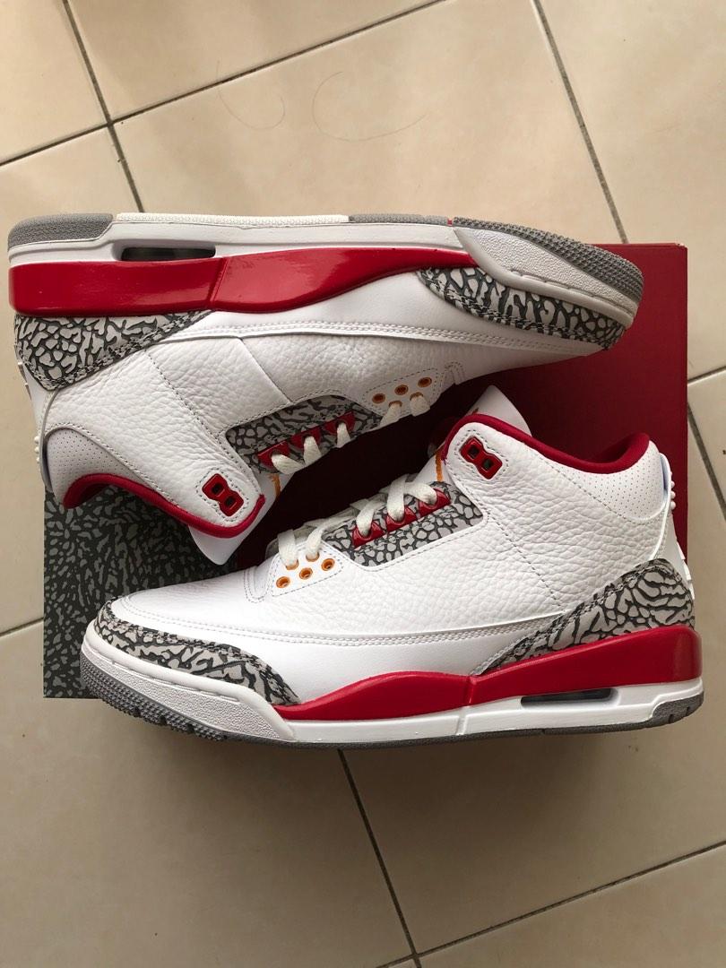 Air Jordan 3 ‘Cardinal Red’, Men's Fashion, Footwear, Sneakers on Carousell