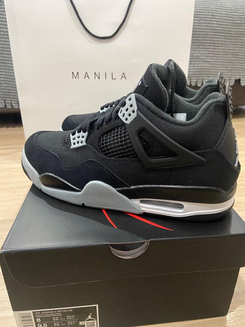 Air Jordan 4 Black and Light Steel size 8, Men's Fashion, Footwear ...