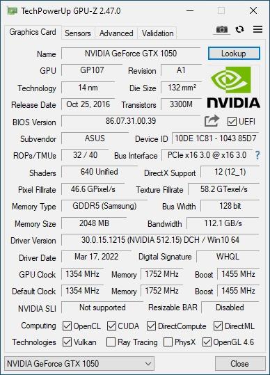 ASUS Phoenix GeForce GTX 1050 2GB GDDR5 Computers Tech Parts