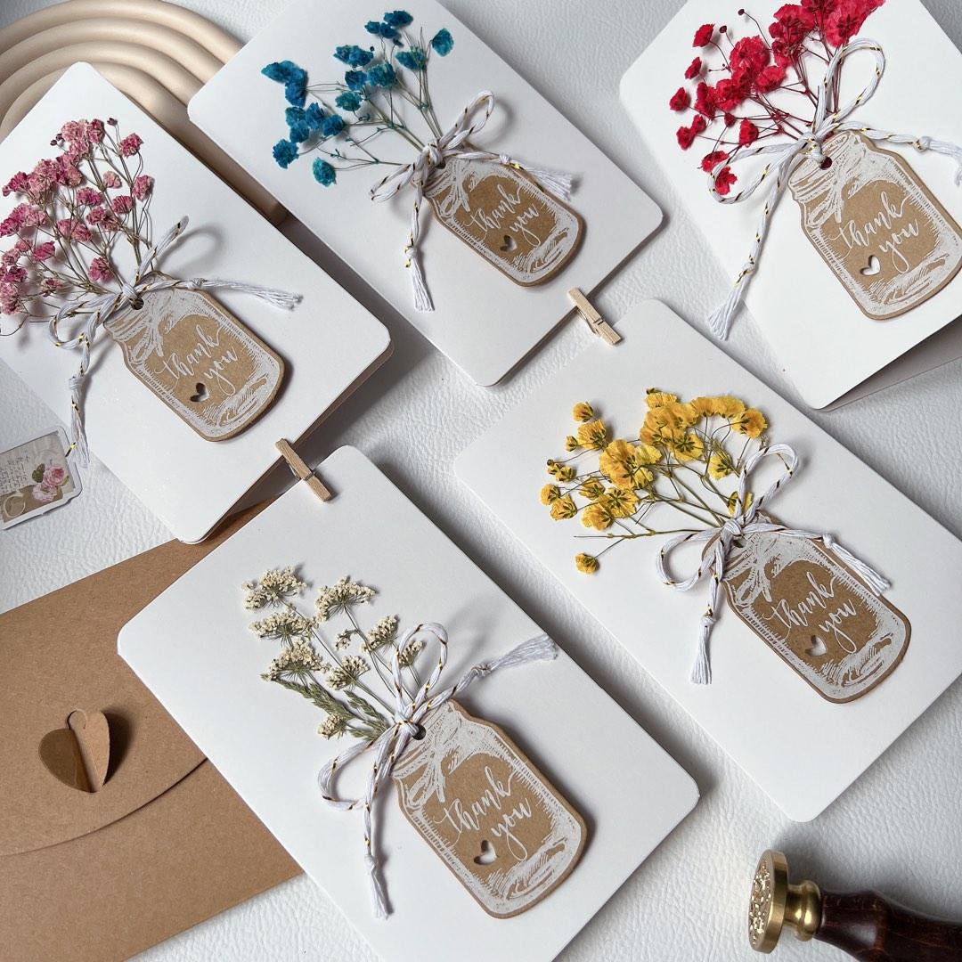 Baby breath dried flower cards thank you card teacher day card