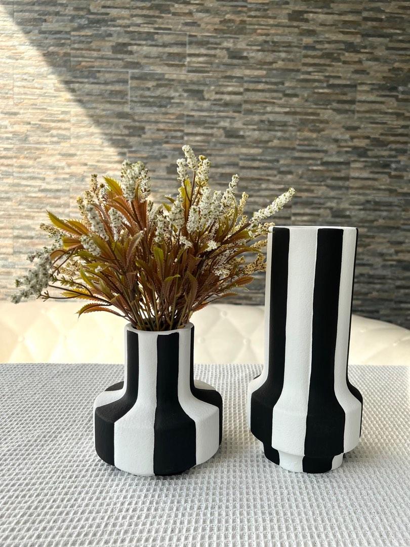 Black and white ceramic vases, Furniture & Home Living, Home Decor