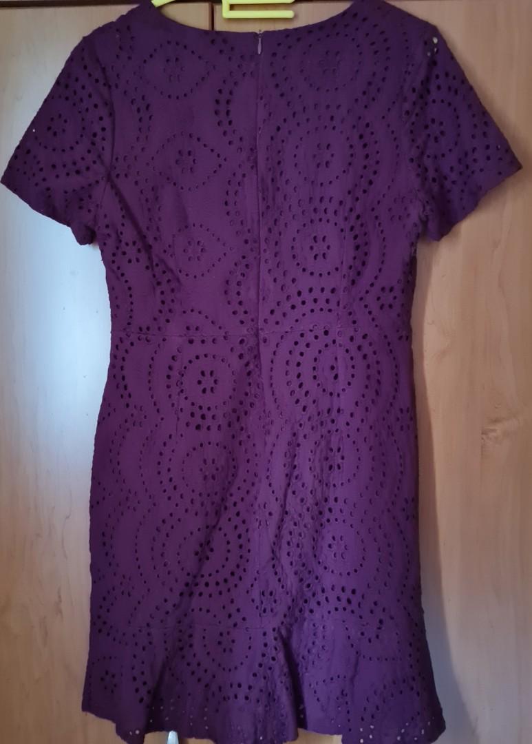 Burgundy eyelet dress, Women's Fashion, Dresses & Sets, Dresses on Carousell