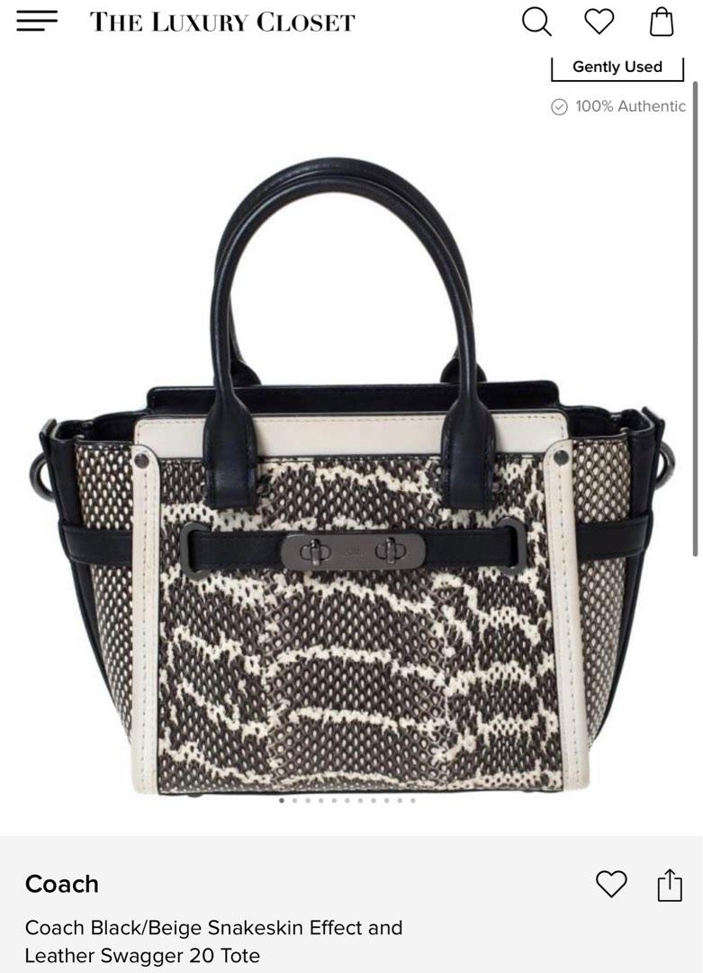 COACH Coach Swagger 20 Snakeskin Black Bag
