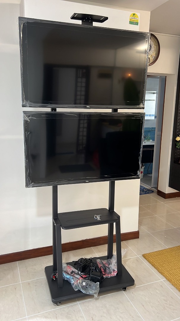 dual TV stand tallest wall mount bracket mobile cart height adjustable