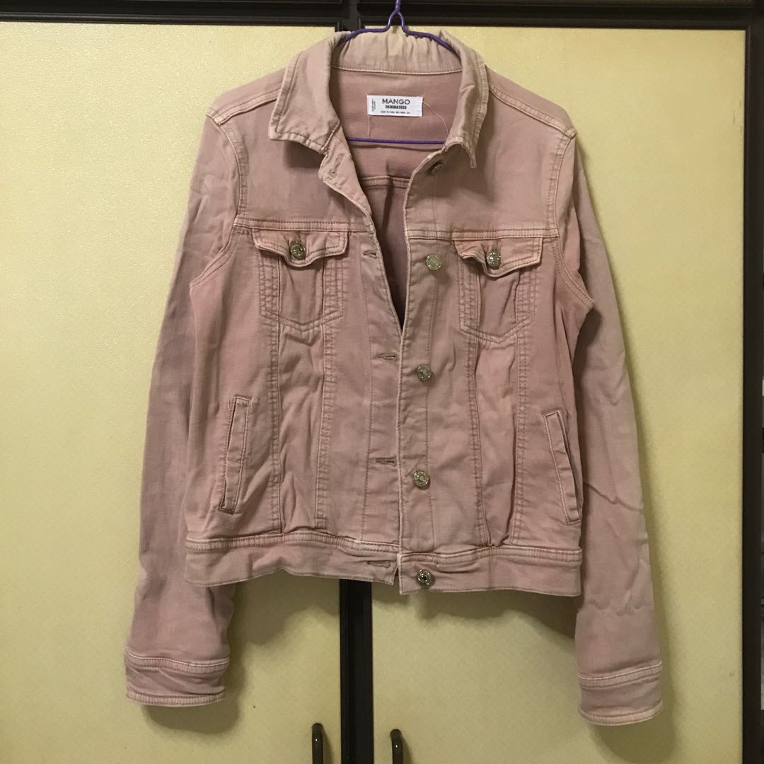 Mango Dusty pink Denim Jacket Women s Fashion Coats Jackets and