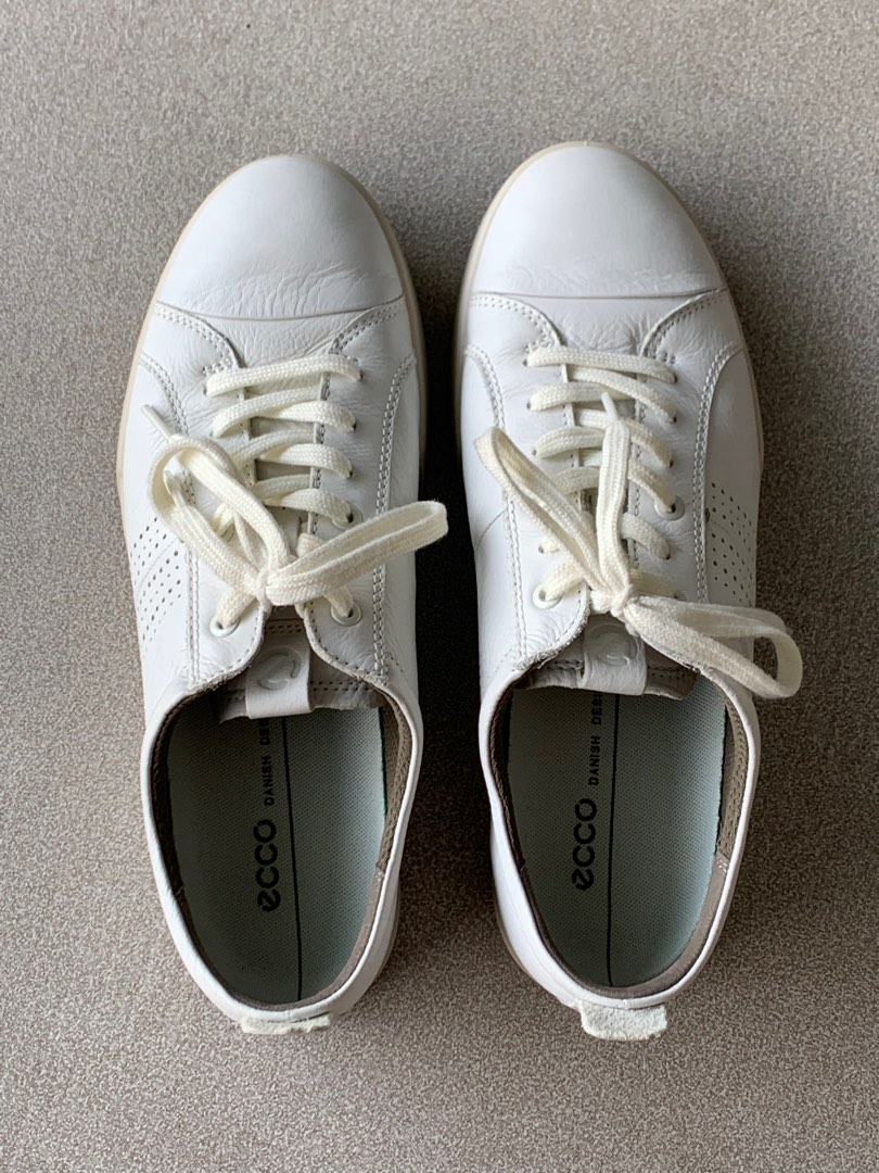 Ecco Collin 2.0 White Off White Leather Sneakers Shoes EU 43 US 9