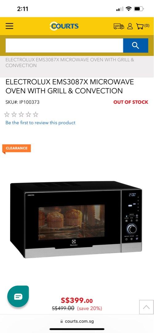 ELECTROLUX EMS3087X MICROWAVE OVEN WITH GRILL & CONVECTION 30L