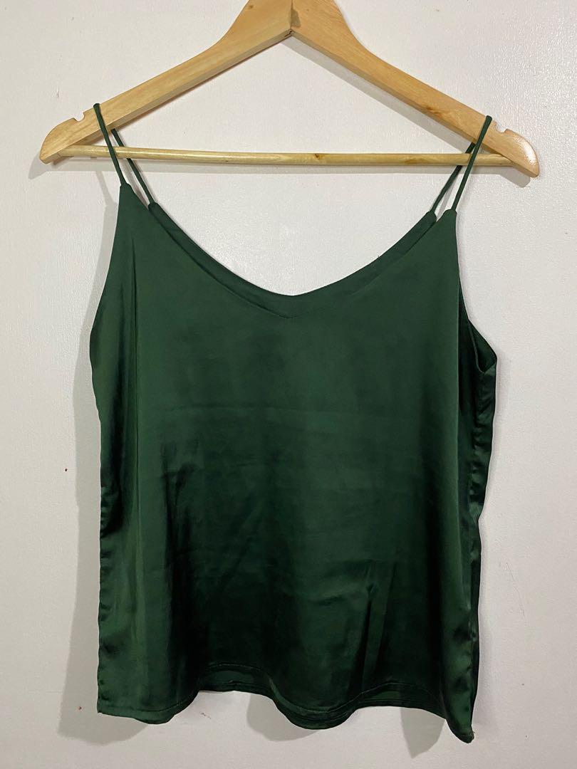 Emerald green silk top, Women's Fashion, Tops, Others Tops on Carousell