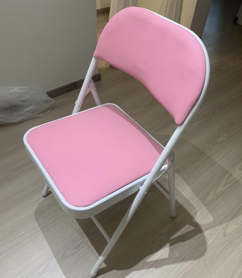 Foldable Pink Chair, Furniture & Home Living, Furniture, Chairs on