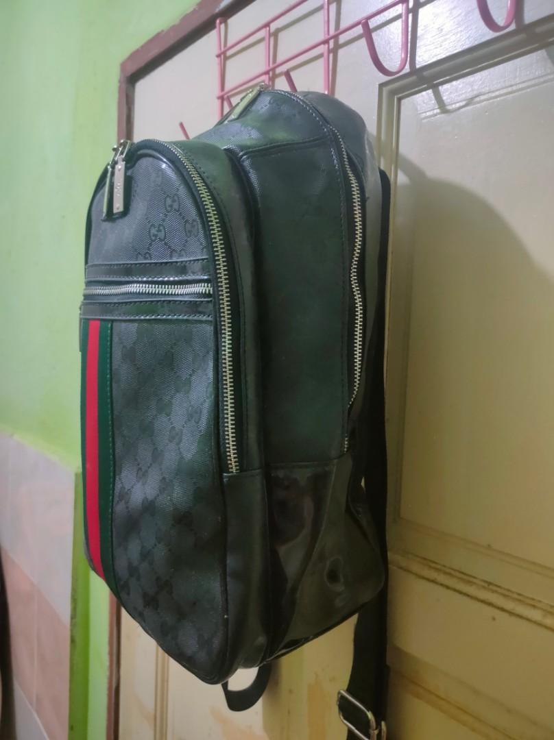 Black gucci backpack with top red and green strap
