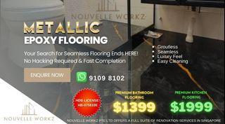 **Hdb license renovation contractor**metallic epoxy flooring / marble wall panel/ home renovation