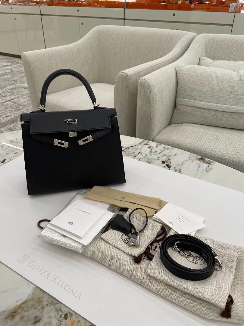 Hermès Black Epsom Sellier Kelly 25cm PHW