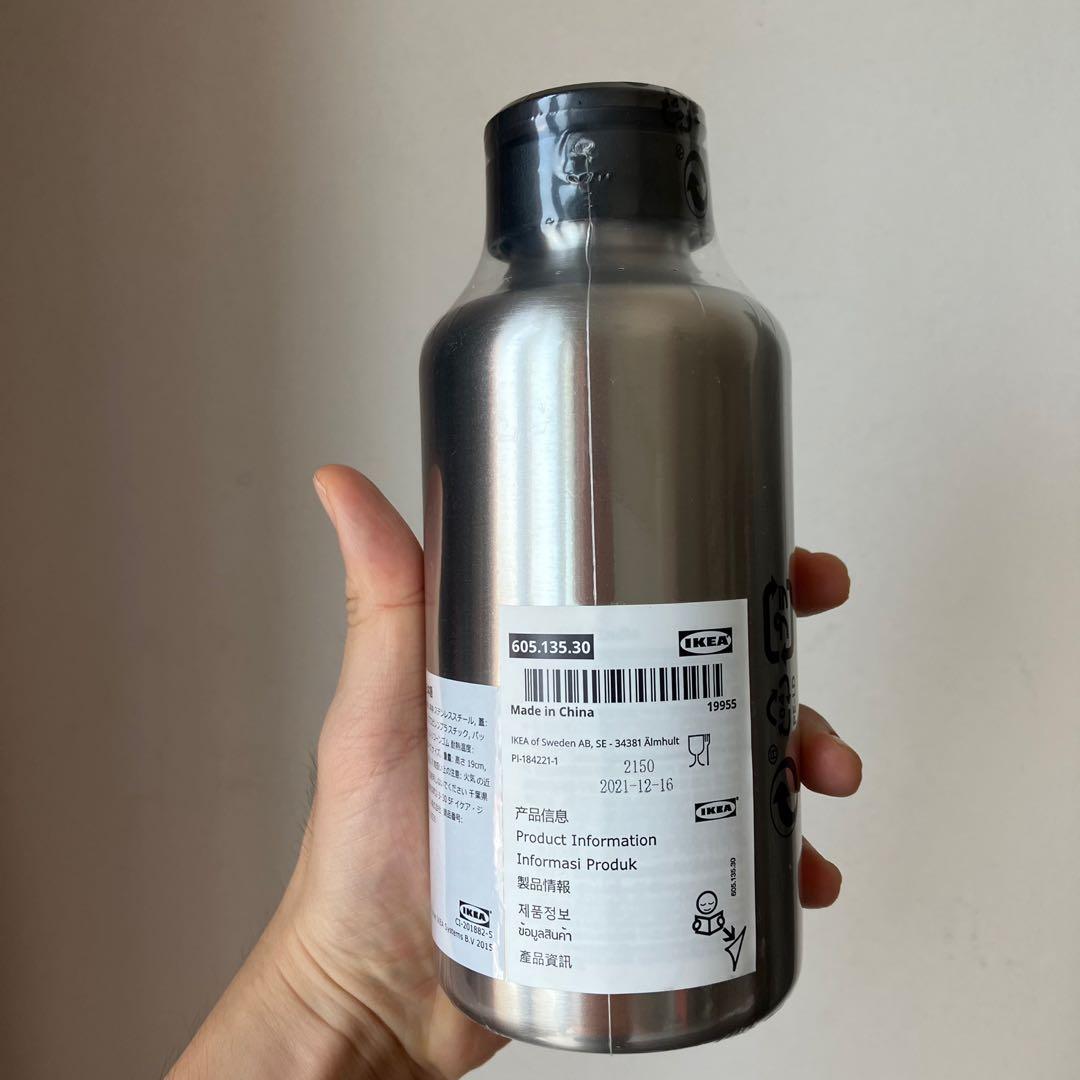 ENKELSPÅRIG water bottle, stainless steel/black, 24 oz - IKEA