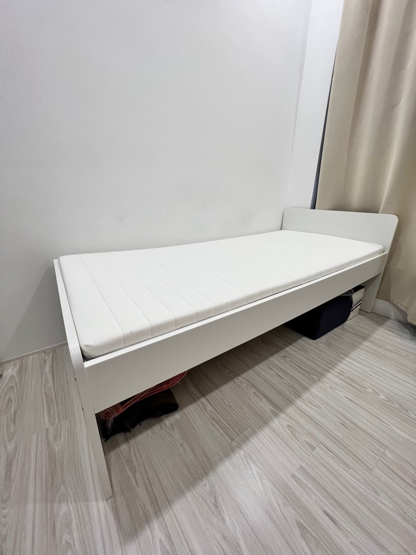 Ikea Slakt Single Bed with Malfors Mattress, Furniture & Home Living